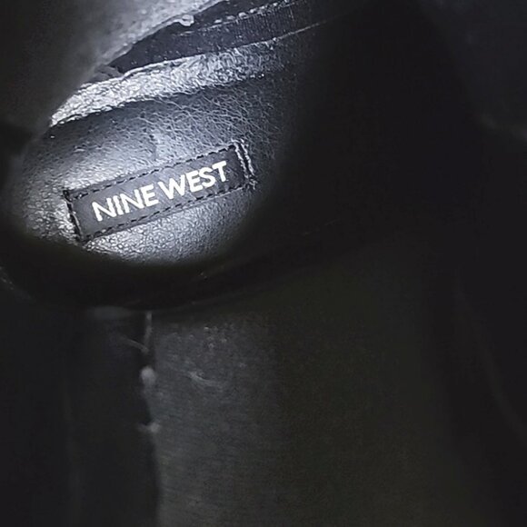 Nine West Women's Doleas Black Faux Leather Platform Slip On Ankle Boots Sz 6.5M - Picture 15 of 16